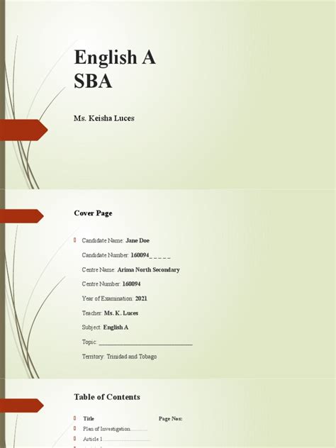 English A Sba Guidelines Pdf Public Speaking Human Communication