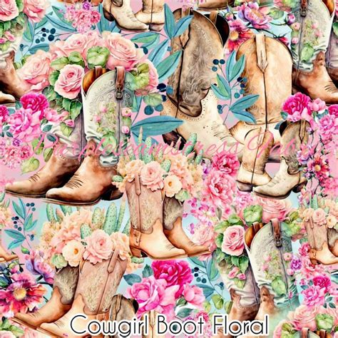 Cowgirl Boot Floral Purpleseamstress Fabric