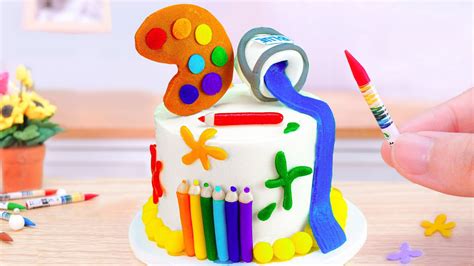 Colorful Miniature Painting Rainbow Cake Decorating Best 1000