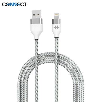 Câble Data USB vers Lightning CONNECT MC CLB4 Nylon Tressé 1m Blanc