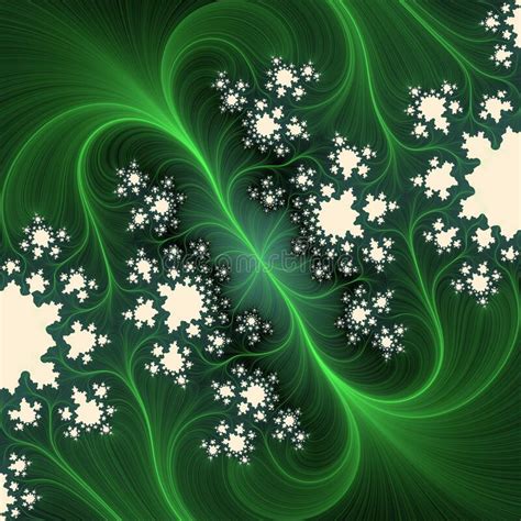 Green Fractal Flowers Lines Playful Geometries Abstract Texture