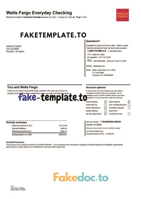 Blank Wells Fargo Bank Statement Template Wells Fargo Everyday