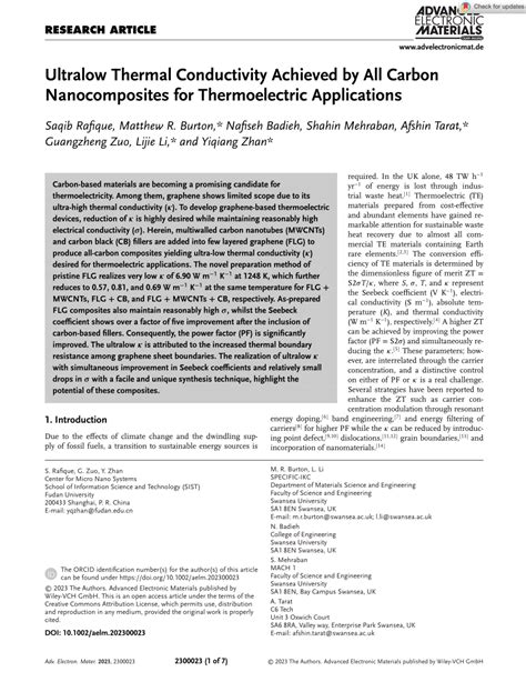 Pdf Ultralow Thermal Conductivity Achieved By All Carbon