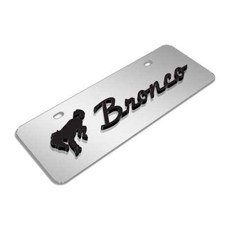 Ford Bronco D Logo On Chrome X Half Size Stainless Steel License