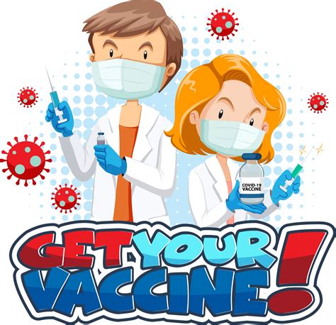 Get Your Vaccine font banner with doctor cartoon character 2672892 ...