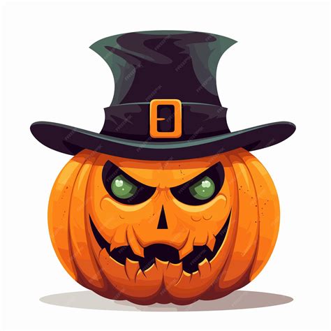 Premium Vector Cartoon Pumpkin Wearing Witch Hat On White Background