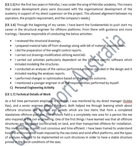 Cdr Report Sample For Structural Engineer Cdr Report Australia