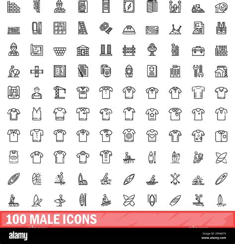 Male Icons Set Outline Illustration Of Male Icons Vector Set