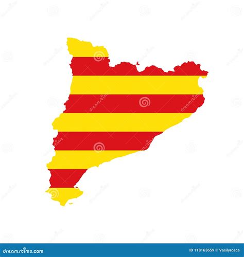 Catalonia Barcelona Map Border Flag Icon Stock Vector - Illustration of ...