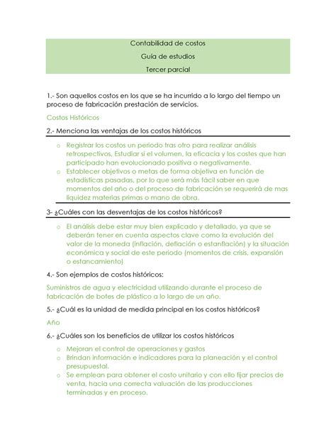 GUIA Tercer Parcial Guía de Estudio Contabilidad de costos GuÌa de