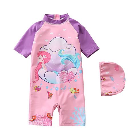 Đồ bơi cho bé trai bé gái liền thân kèm mũ size kg bikini cho bé gái liền thân hoạ tiết