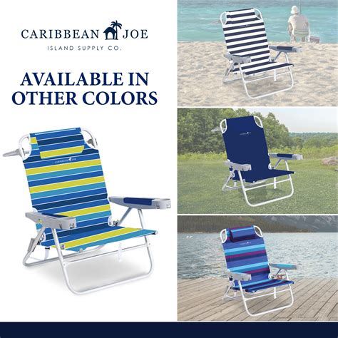 Caribbean Joe Folding Beach Chair 5 Position Portable Backpack