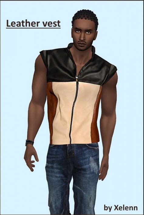 The Sims 4 Xelenn: Leather vest • Sims 4 Downloads | Sims 4 male ...