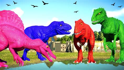 Jurassic World Evolution 2 T Rex Colors Vs Big Dinosaurs Fight And Break Out I Rex