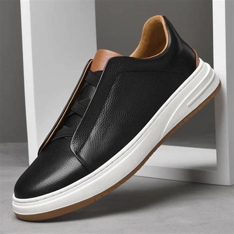 Sapatos Masculinos Casuais De Couro De Vaca Sapato De Skate Plano Moda