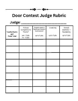 Ultimate Guide To Door Decorating Contest Score Sheets Decor