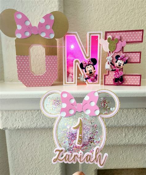 Minnie Mouse Inspired Personalizable Cake Topper And D Number Etsy