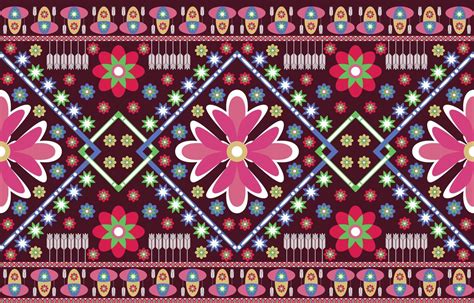 Ethnic Floral Native Seamless Pattern Tribal Vector Background With