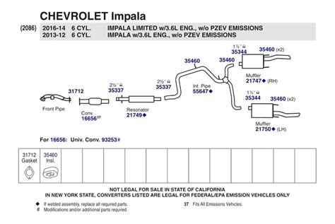 Walker® Chevy Impala 2012 2013 Replacement Exhaust Kit