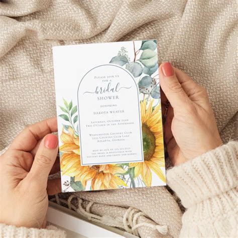 Elegant Green Eucalyptus Sunflower Bridal Shower Invitation Zazzle