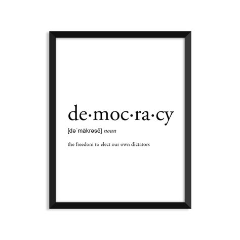 Democracy Definition Romantic Dictionary Art Print Office Decor