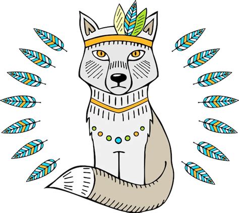 T Tem Tnico De Un Lobo Lobo Indio Estilo Azteca Ilustraci N De