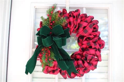 22inch Red Buffalo Plaid Wreath Christmas Wreath Front Door Etsy