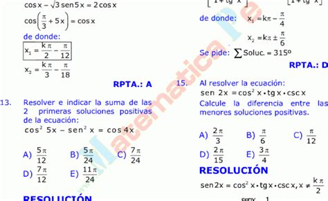 Ecuaciones Trigonometricas Resolucion De Ecuaciones Trigonometricas