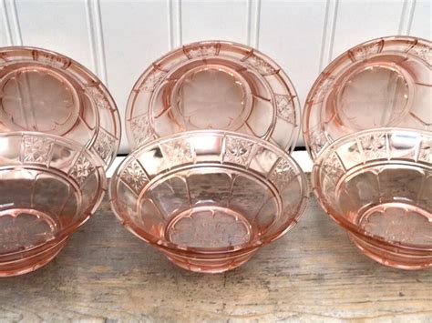 Pink Depression Glass Dessert Bowls Set of Six - Etsy