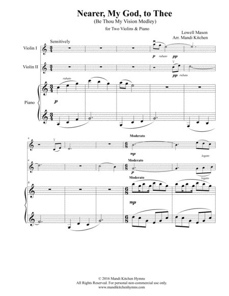 Nearer My God To Thee Violin Duet Arr Mandi Kitchen Sheet Music