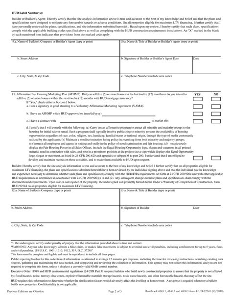 Form Hud 92541 Fill Out Sign Online And Download Fillable Pdf Templateroller