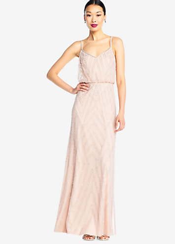 Adrianna Papell Sleeveless Blouson Beaded Gown Kaleidoscope