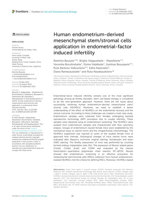 Pdf Human Endometrium Derived Mesenchymal Stem Stromal Cells