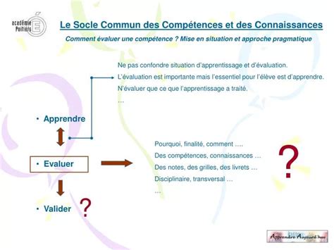 PPT Le Socle Commun des Compétences et des Connaissances PowerPoint