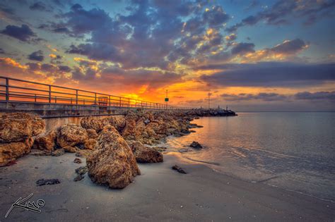 Jupiter Inlet Park Sunrise At Jetty Florida Hdr Beach Photography