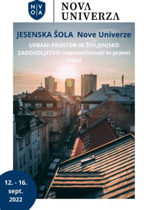 Jesenska Ola Nove Univerze Urbani Prostor In Ivljenjsko