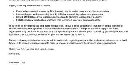 Sample Of Cover Letter For Human Resource Position Best Human Resources