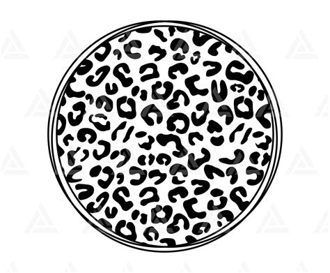 Leopard Print Circle Monogram Svg Cheetah Spots Svg Scribble Circle