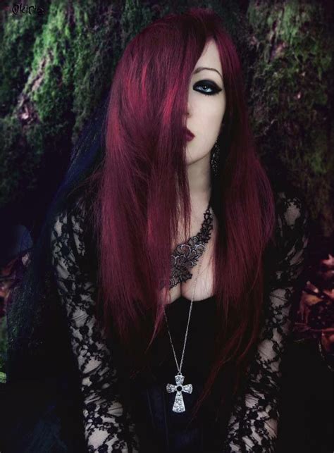 Burgundy Hair Gothic Hairstyles Goth Beauty Red Hair