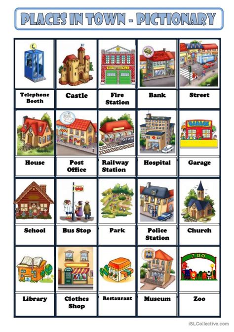 PLACES IN TOWN pictionary (picture d…: English ESL worksheets pdf & doc