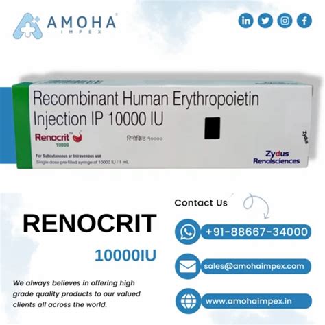 Renocrit Human Erythropoietin 10000 Iu Injection At Rs 1500 Piece