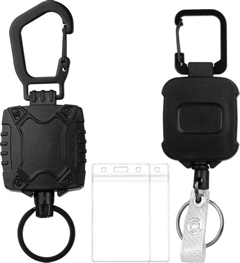 Retractable Keychain Heavy Duty Carabiner Badge Holder Retractable Badge Reel Id