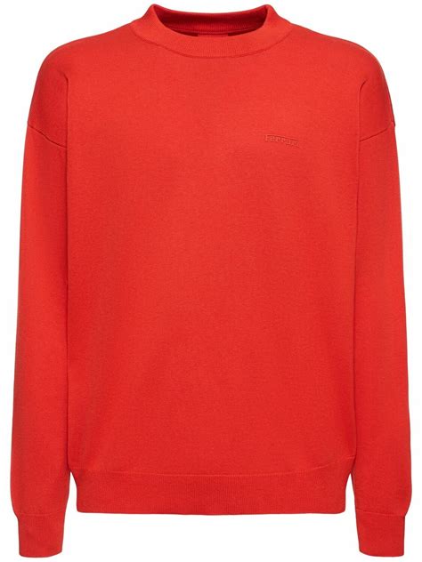 Ferrari Logo Cotton And Silk Knit Sweater Ferrari