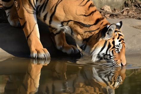 Tiger drinking river. Generate Ai (3433630)