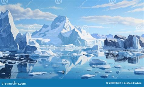 Iceberg In Polar Regions Arctic Icebergs Scene Ice Lake With Icebergs