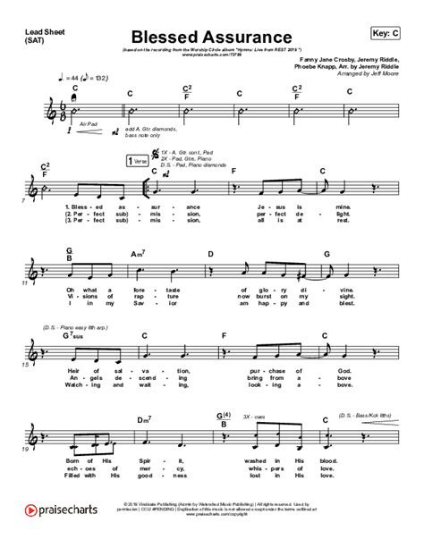 Blessed Assurance Sheet Music Pdf Jeremy Riddle Praisecharts