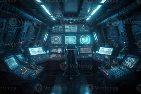 Futuristic view from spaceship cockpit control board 3d illustration ...