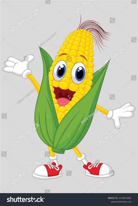 Funny Corn Cob Smiling Character Stock Illustration 2179072061 ...