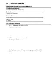 NetSec V03 Lab03 AW Pdf Lab 3 Assessment Worksheet Configuring A