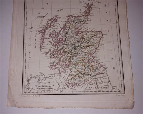 Mapa Antiguo Siglo Xix Scotland Escocia Reino Unido Juan Baptiste